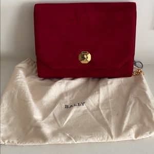 Reb suede clutch with gold strap by Bally